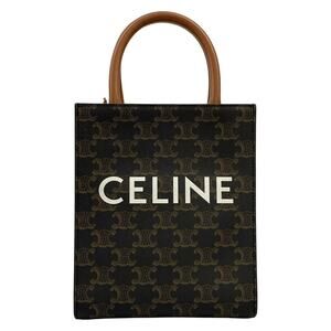 Celine Mini Vertical Cabas Tote Bag Tan(Black, Brown) Brown) Triomphe Canvas